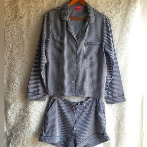 Striped Long Sleeves Pajama Set with Shorts